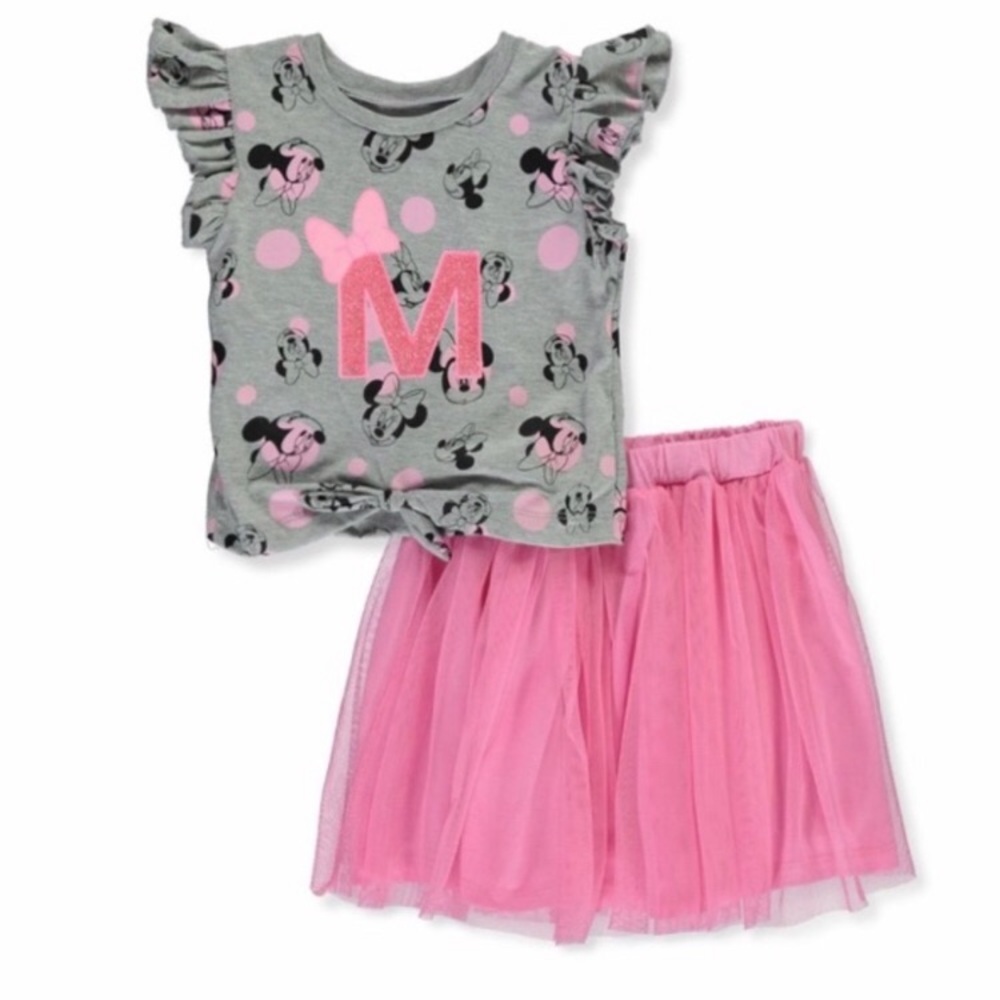 Disney Minnie Mouse cute pink tutu skirt set